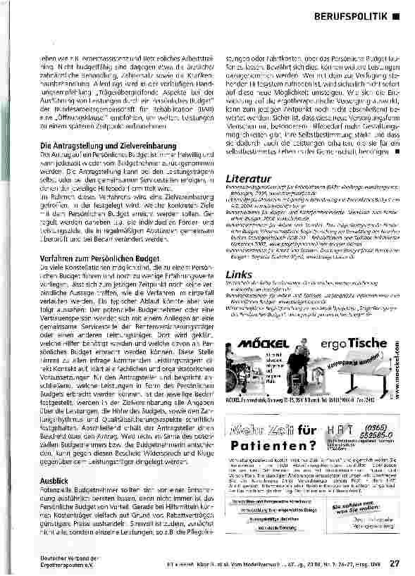 Vorschauseite 2: Vom Modellversuch zum Rechtsanspruch Das Persönliche Budget - mehr selbstbestimmte Teilhabe für Menschen mit Behinderungen
