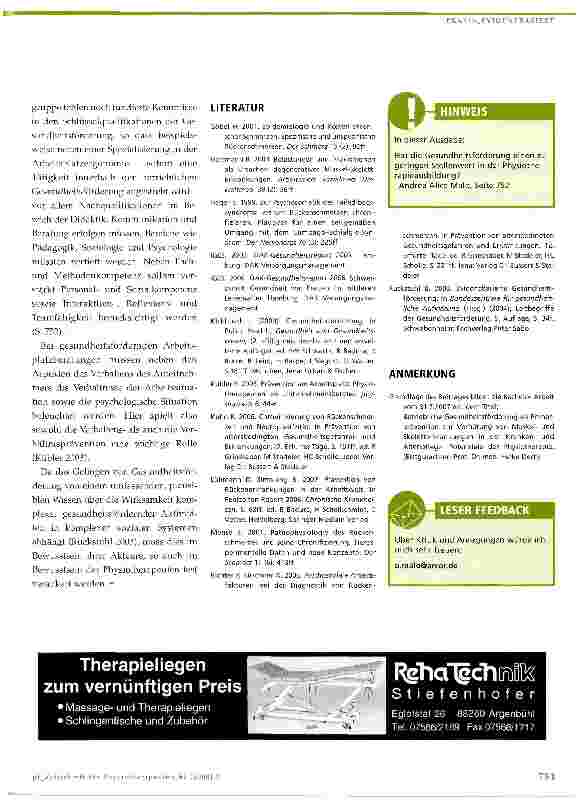 Vorschauseite 4: Vom Stress am Arbeitsplatz zum unspezifischen RückenschmerzPsychosoziale und verhaltensmedizinische Aspekte in Prävention und Gesundheitsförderung