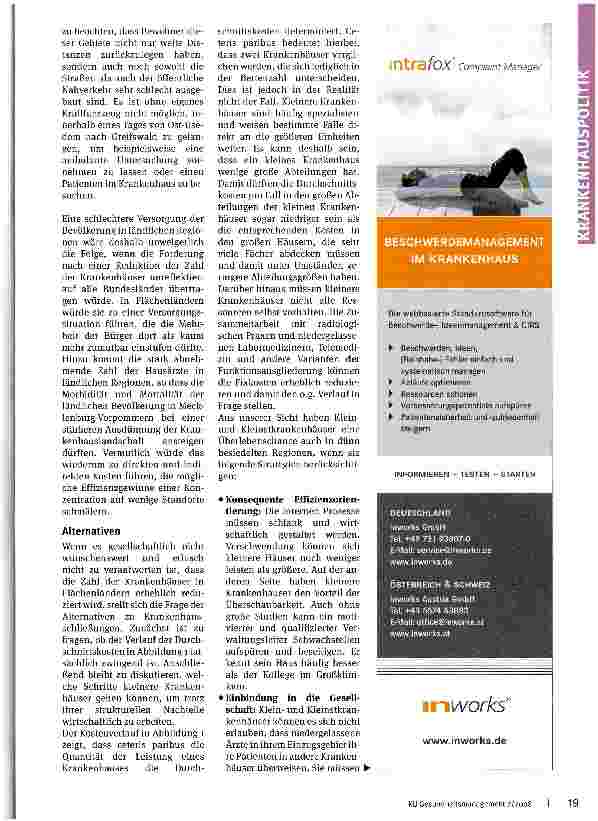 Vorschauseite 3: Klein-Ineffizient-Unnötig? Die Zukunft der kleineren Krankenhäuser in Flächenländern