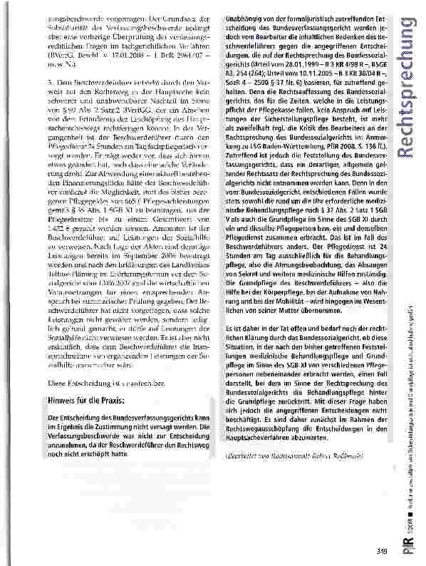 Vorschauseite 3: Konkurrenzverhältnis von Sicherstellungspflege und Grundpflege ist nicht abschließend geklärt