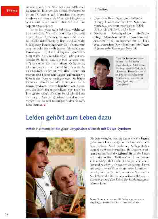 Vorschauseite 1: Leiden gehört zum Leben dazu. Anton Heimann ist ein ganz untypischer Mensch mit Down-Syndrom