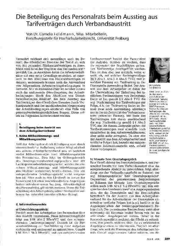 Vorschauseite 1: Die Beteiligung des Personalrats beim Ausstieg aus Tarifverträgen durch Verbandsaustritt