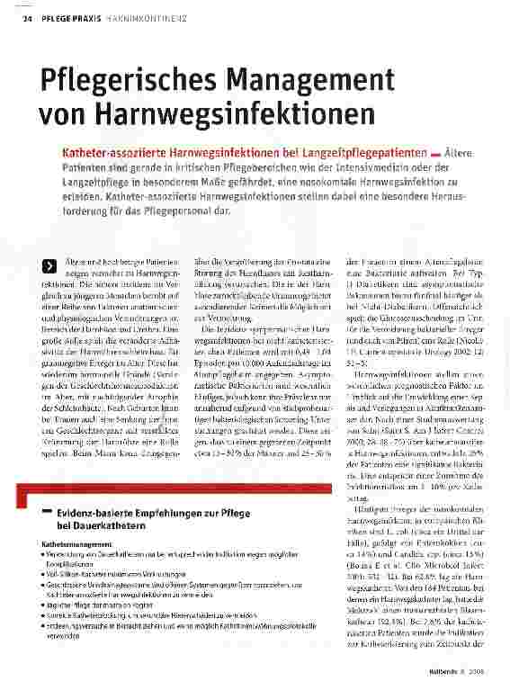 Vorschauseite 1: Pflegerisches Management von Harnwegsinfektionen