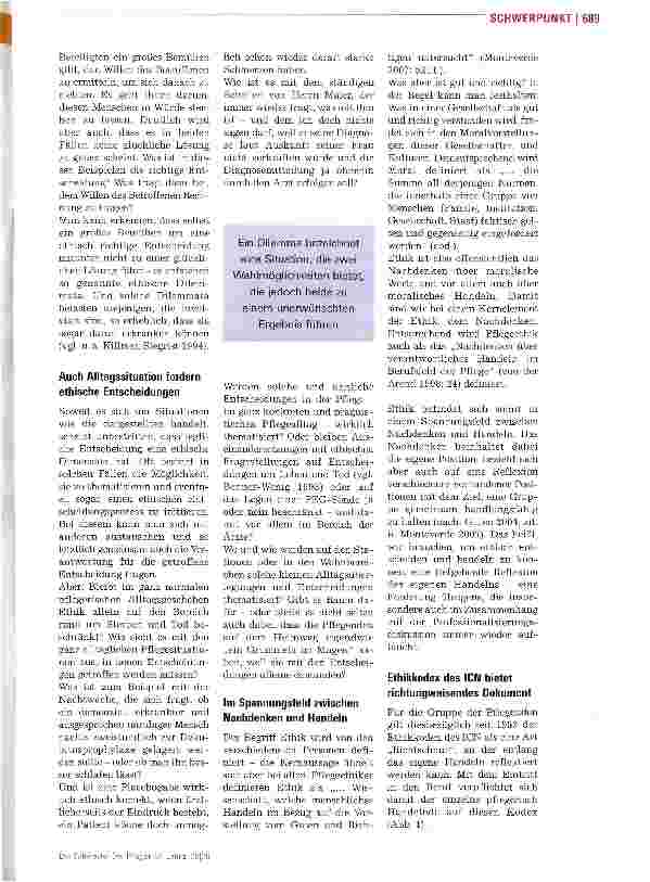 Vorschauseite 2: Ethik im Pflegealltag Wenn Pflegehandeln zum ethischen Dilemma wird