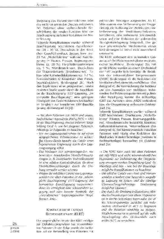 Vorschauseite 2: S2-LEITLINIE ZUR LAGERUNGSTHERAPIE -AUCH FÜR ALTE PATIENTEN PRAKTIKABEL?