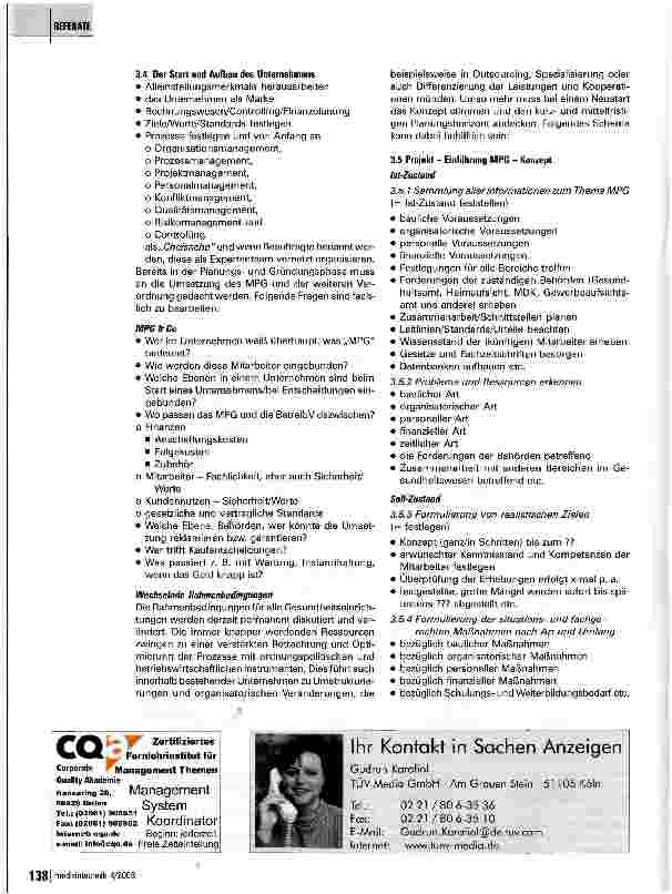 Vorschauseite 4: Neueinrichtung eines Unternehmens am Beispiel einer PflegeeinrichtungWelche Bedeutung haben MPG und andere Rechtslagen?