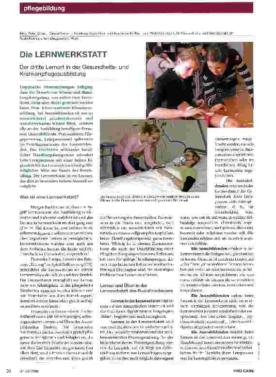 Vorschauseite 1: Die LERNWERKSTATTDer dritte Lernort in der Gesundheitsund Krankenpflegeausbildung