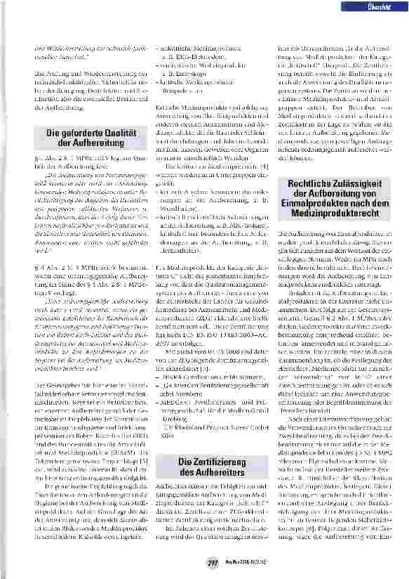 Vorschauseite 2: Rechtliche Rahmenbedingungen für die Aufbereitung von Medizinprodukten