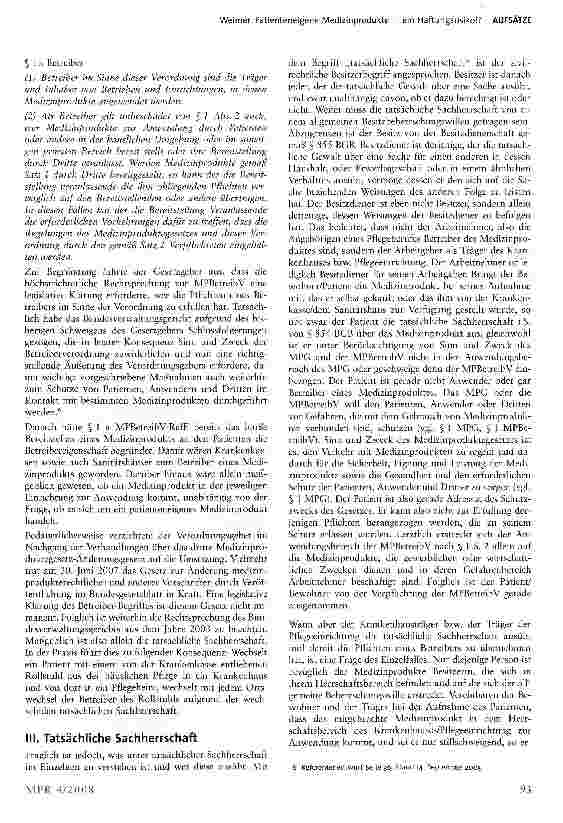 Vorschauseite 3: Patienteneigene Medizinprodukte — ein Haftungsrisiko! ?