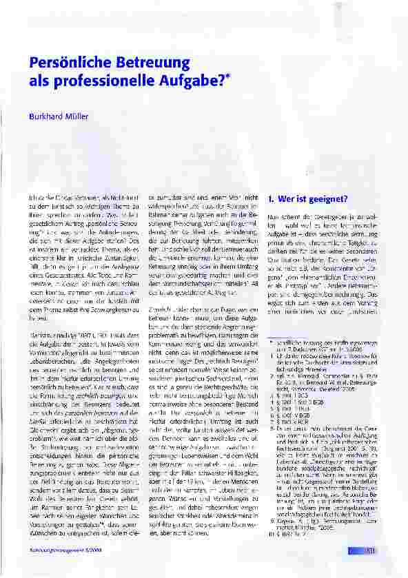 Vorschauseite 1: Persönliche Betreuung als professionelle Aufgabe?