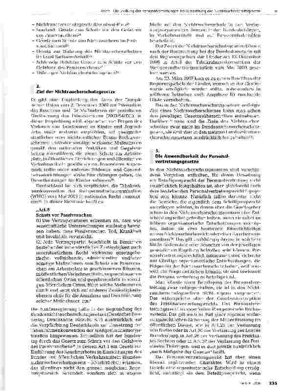 Vorschauseite 2: Die Stellung der Personalvertretungen bei Umsetzung der Nichtraucherschutzgesetze