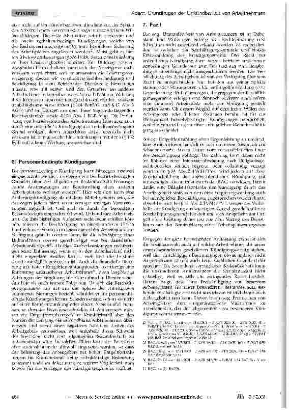 Vorschauseite 6: Grundfragen der Unkündbarkeit von Arbeitnehmern