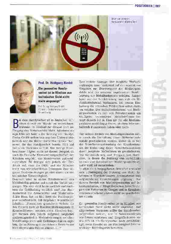 Vorschauseite 2: Pro und ContraHandys im Krankenhaus verbieten?