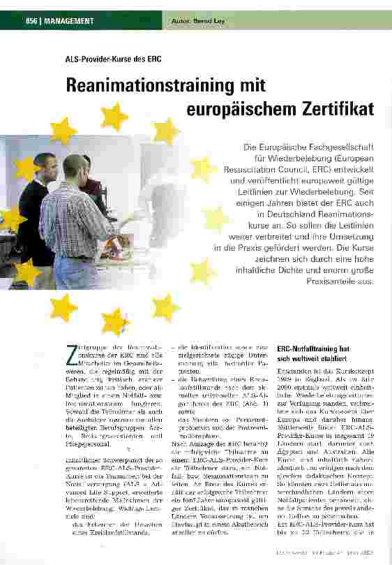 Vorschauseite 1: ALS-Provider-Kurse des ERCReanimationstraining mit europäischem Zertifikat