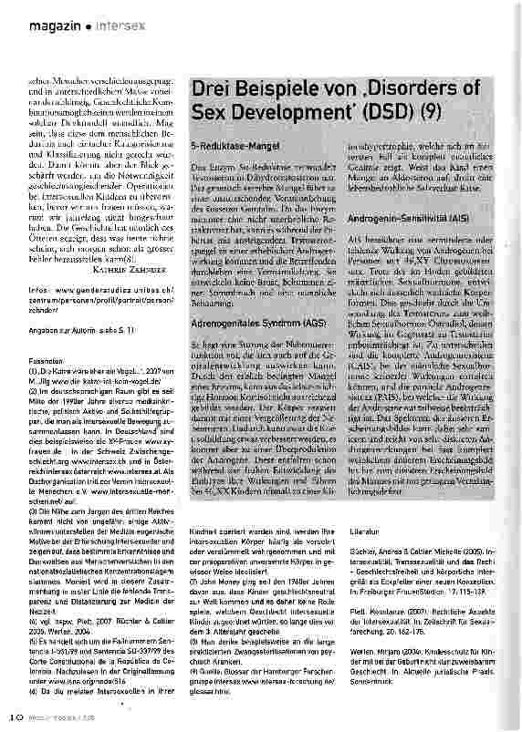 Vorschauseite 4: Intersexuelle entwickeln ZwitterstolzKontroversen um die Geschlechtszuweisung bei Kindern