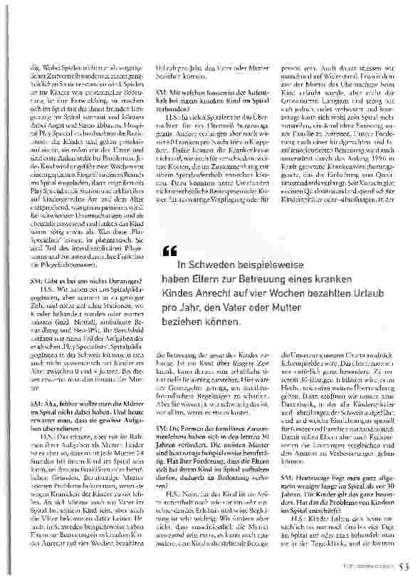 Vorschauseite 4: Vorrang hat das KindGespräch mit einer Fachfrau von ,Kind und Spital