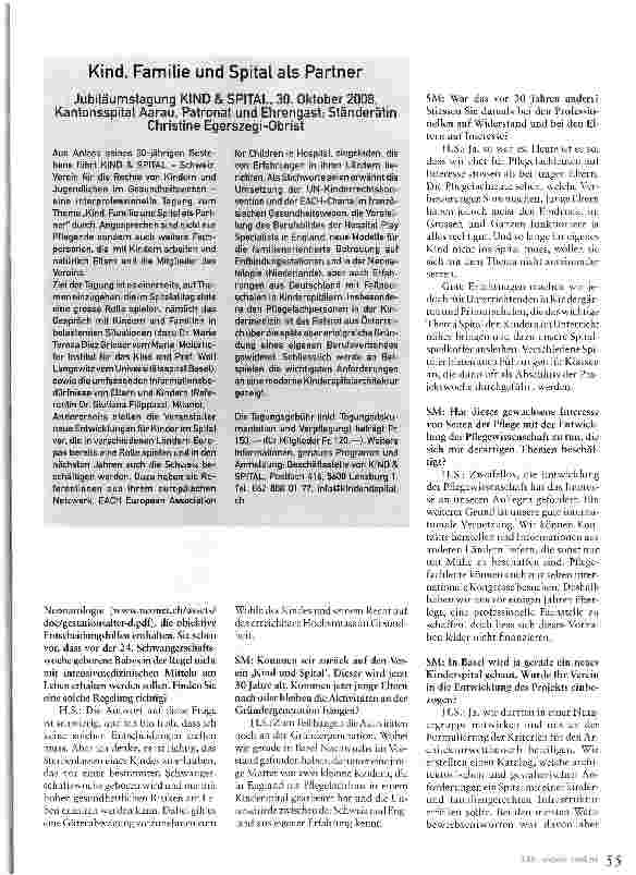 Vorschauseite 6: Vorrang hat das KindGespräch mit einer Fachfrau von ,Kind und Spital