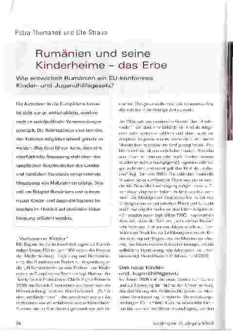 Vorschauseite 1: Rumänien und seine Kinderheime - das ErbeWie entwickelt Rumänien ein EU-konformes Kinderund Jugendhilfegesetz?