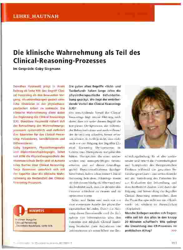 Vorschauseite 1: Die klinische Wahrnehmung als Teil des Clinical-Reasoning-Prozesses