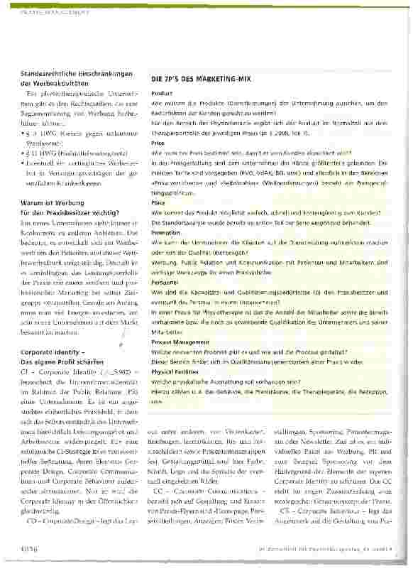 Vorschauseite 2: Existenzgründung in der Physiotherapie (3) Wichtige Schritte zur eigenen Praxis