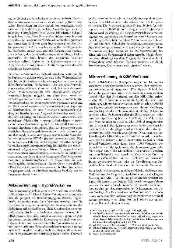 Vorschauseite 2: Rechtliche Aspekte der elektronischen Speicherung und Langzeitarchivierung von Krankenhausunterlagen