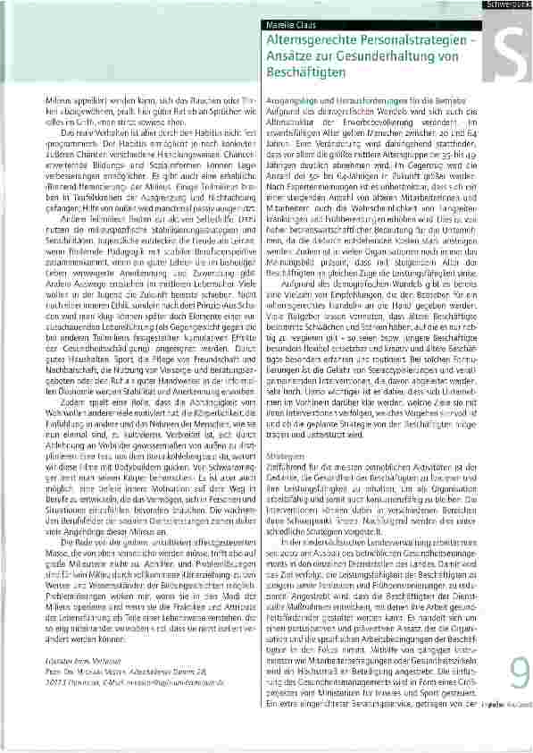Vorschauseite 1: Altersgerechte Personalstrategien -Ansätze zur Gesunderhaltung von Beschäftigten