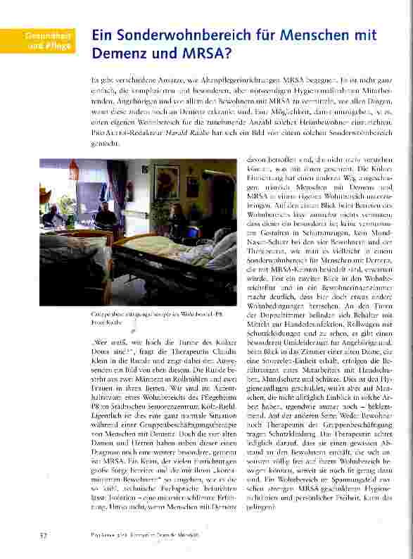 Vorschauseite 1: Ein Sonderwohnbereich für Menschen mit Demenz und MRSA?