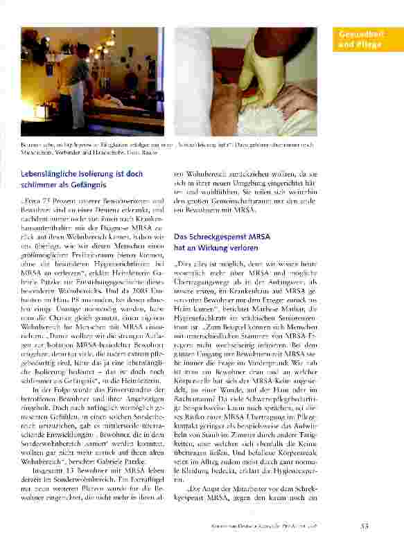 Vorschauseite 2: Ein Sonderwohnbereich für Menschen mit Demenz und MRSA?