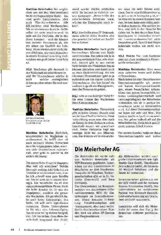 Vorschauseite 2: Zum Global Player, wollen wir nicht werden