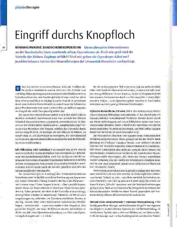 Vorschauseite 1: Eingriff durchs Knopfloch