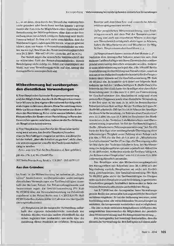 Vorschauseite 1: Mitbestimmung bei vorübergehenden dienstlichen Verwendungen