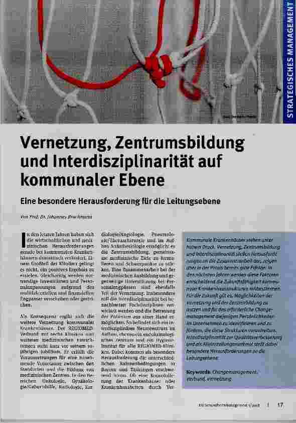 Vorschauseite 1: Vernetzung, Zentrumsbildung und InterdiszipUnarität auf kommunaler Ebene
