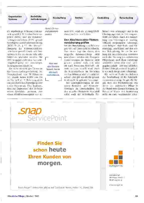 Vorschauseite 2: Effektives Fuhrparkmanagement senkt Kosten im PflegedienstDie ganze Flotte im Blick