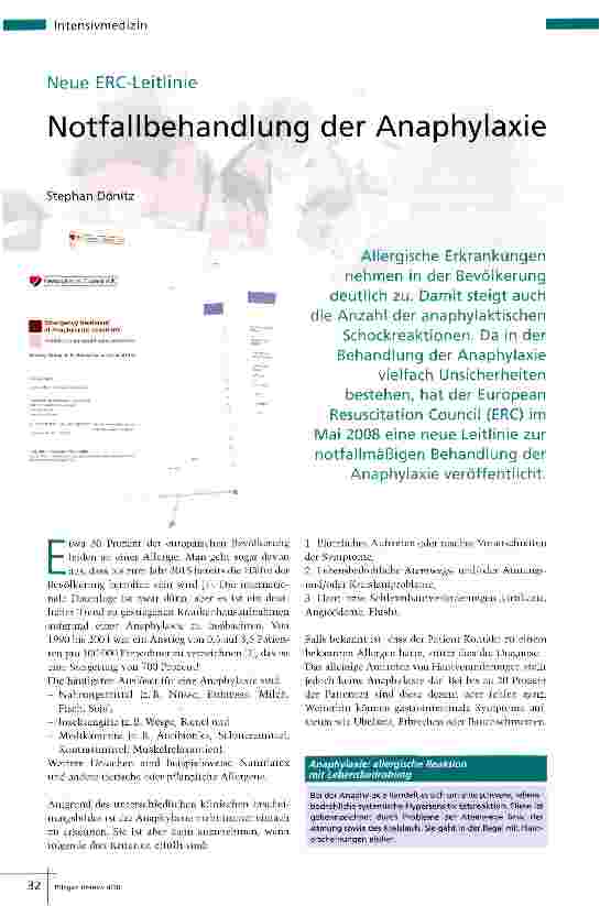 Vorschauseite 1: Neue ERC-Leitlinie Notfallbehandlung der Anaphylaxie