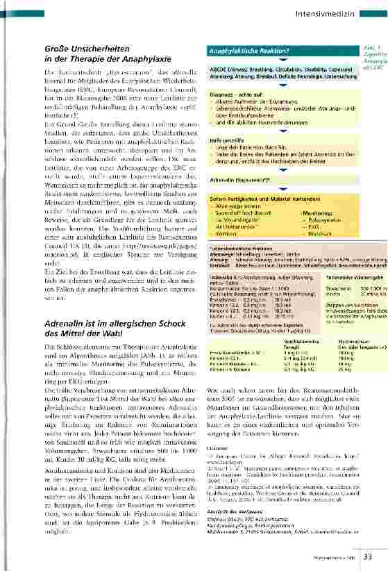 Vorschauseite 2: Neue ERC-Leitlinie Notfallbehandlung der Anaphylaxie