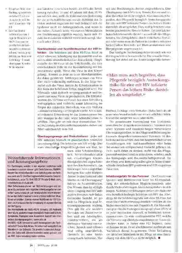 Vorschauseite 3: Umgang mit HIV und AIDS Verunsicherungen und Tatsachen in Spitex und Langzeiteinrichtungen