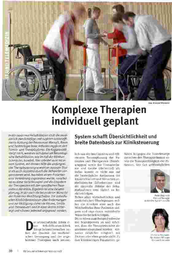 Vorschauseite 1: Komplexe Therapien individuell geplant System schafft Übersichtlichkeit und breite Datenbasis zur Kliniksteuerung