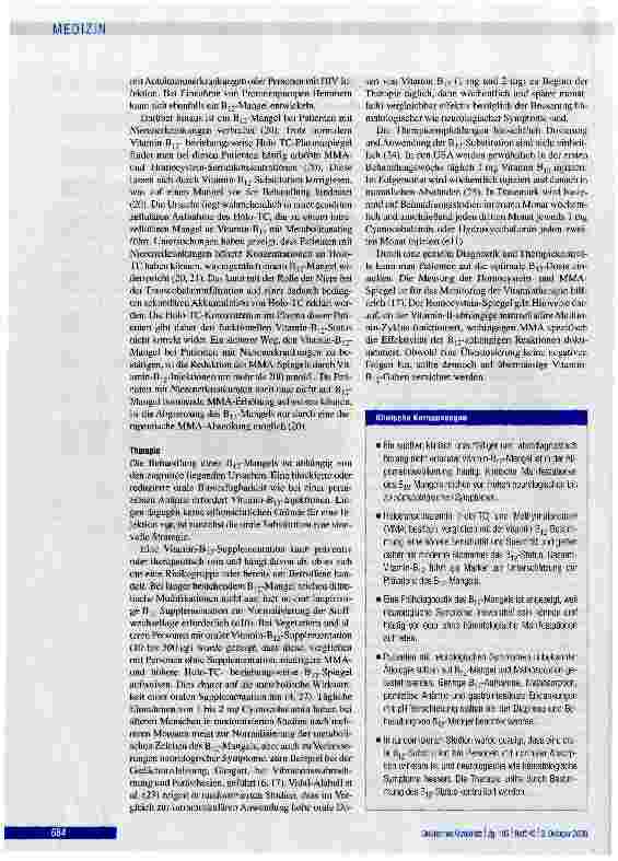 Vorschauseite 5: ÜBERSICHTSARBEIT Ursachen und frühzeitige Diagnostik von Vitamin-B12-Mangel