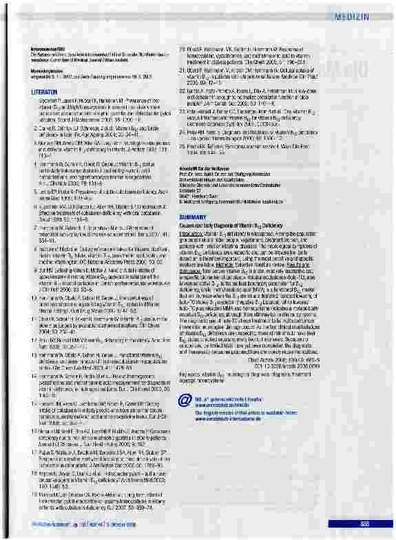 Vorschauseite 6: ÜBERSICHTSARBEIT Ursachen und frühzeitige Diagnostik von Vitamin-B12-Mangel