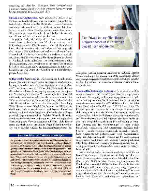 Vorschauseite 4: FRANKREICHS GESUNDHEITSREFORM In kleinen Schritten zum großen Wurf?