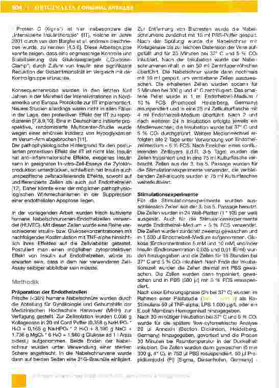 Vorschauseite 2: Einfluss unterschiedlicher Glukoseund Insulin-Konzentrationen auf Apoptose und Nekrose humaner Endothelzellen