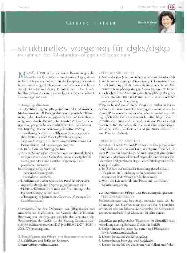 Vorschauseite 1: strukturelles vorsehen für dgks/dgkp im rahmen der 24-stunden-pflege und betreuung