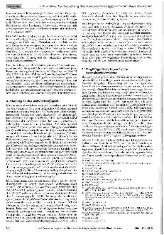 Vorschauseite 3: Rechtsprechung des Bundesverfassungsgerichts zum Auswahlverfahren und zum Rechtsschutz bei der Vergabe öffentlicher Ämter