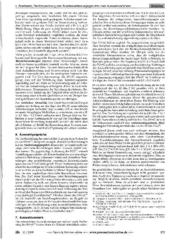 Vorschauseite 4: Rechtsprechung des Bundesverfassungsgerichts zum Auswahlverfahren und zum Rechtsschutz bei der Vergabe öffentlicher Ämter