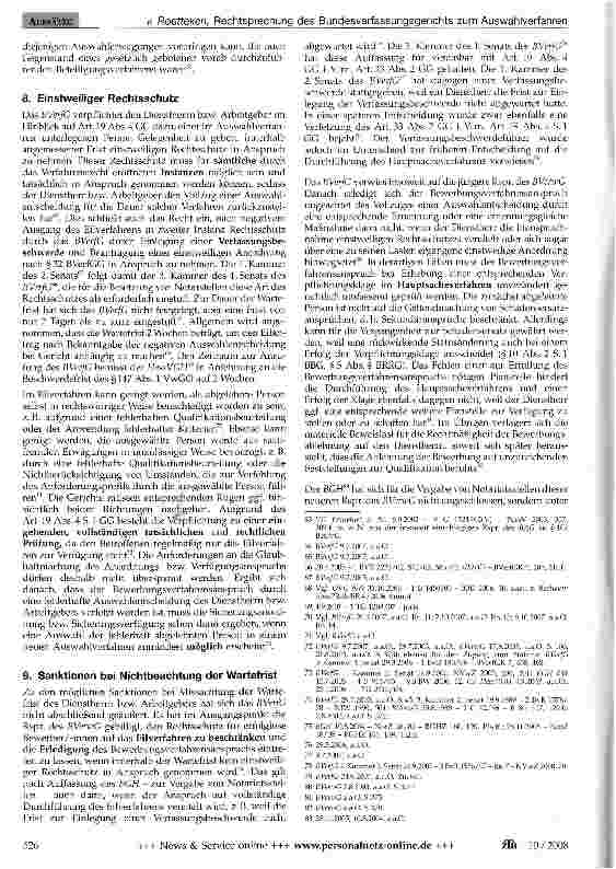Vorschauseite 5: Rechtsprechung des Bundesverfassungsgerichts zum Auswahlverfahren und zum Rechtsschutz bei der Vergabe öffentlicher Ämter