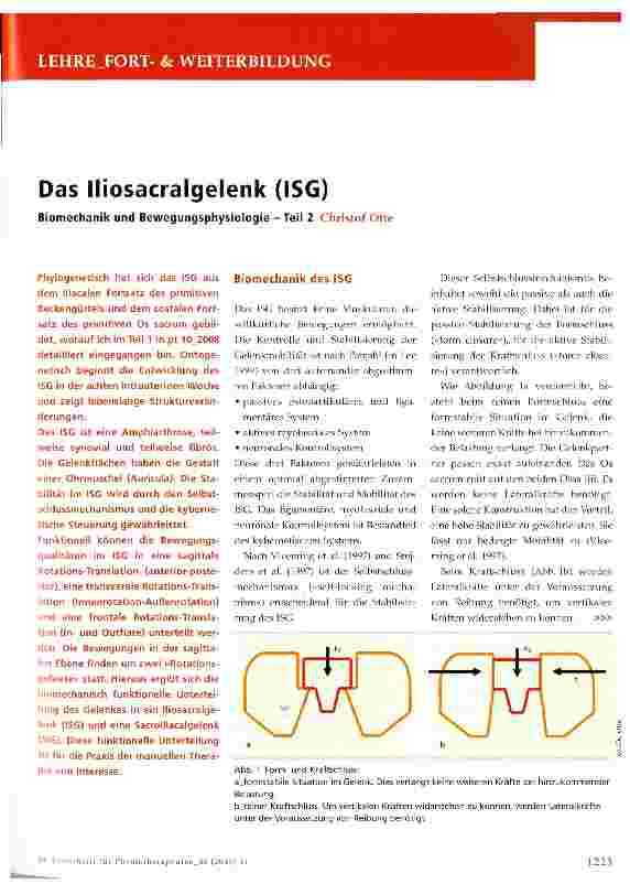 Vorschauseite 1: Das lliosacralgelenk (ISG)Biomechanik und Bewegungsphysiologie -Teil 2