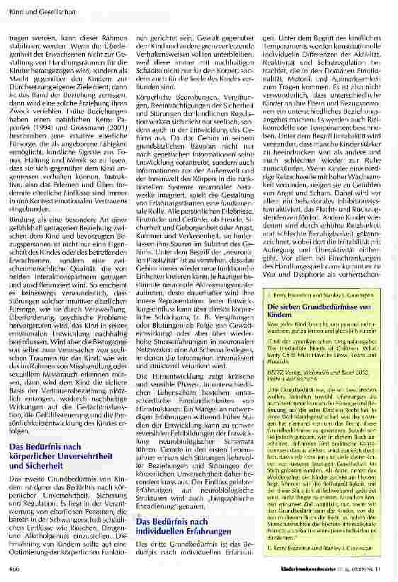Vorschauseite 2: Zur Entwicklung der kindlichen Persönlichkeit: Grundbedürfnisse und Forderungen an die soziale Umwelt