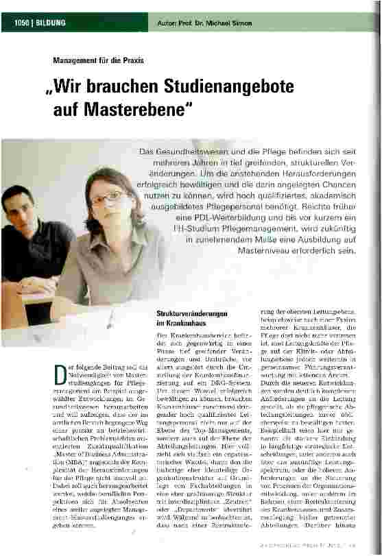 Vorschauseite 1: „Wir brauchen Studienangebote auf Masterebene