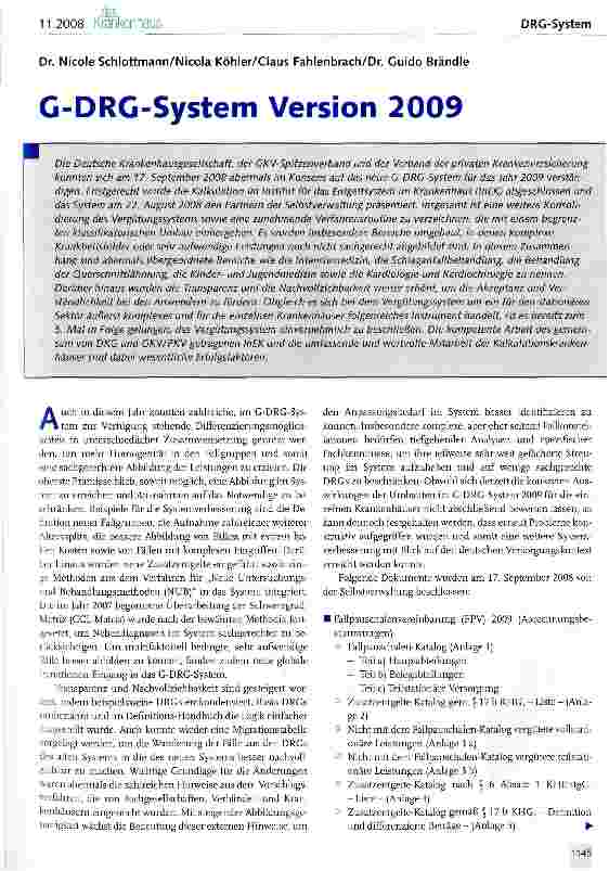 Vorschauseite 1: C-DRG-System Version 2009