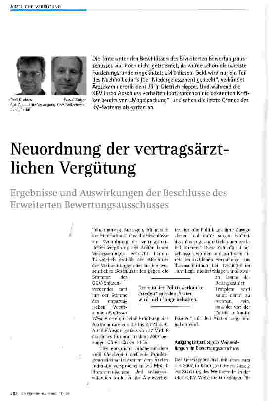 Vorschauseite 1: Neuordnung der vertragsärztlichen Vergütung